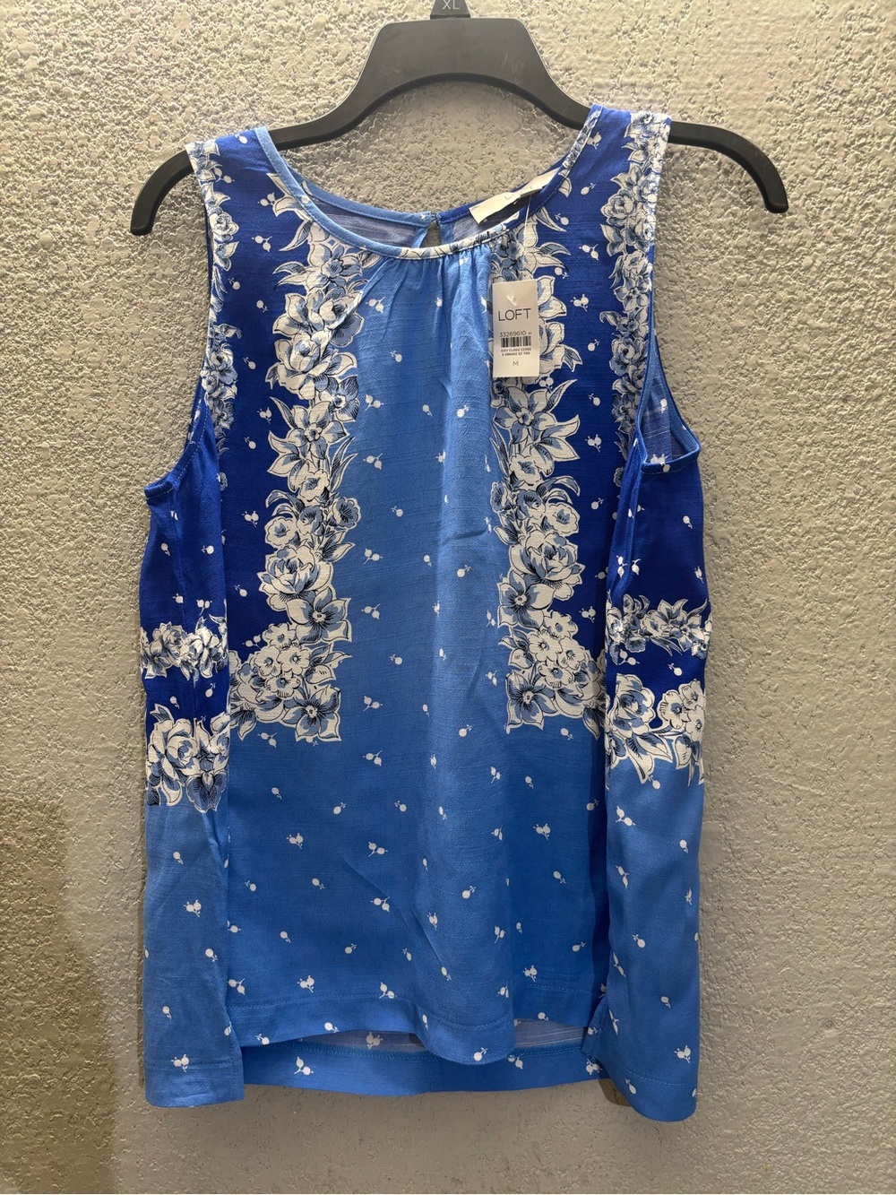 LOFT Blue and White Floral Sleeveless Tank